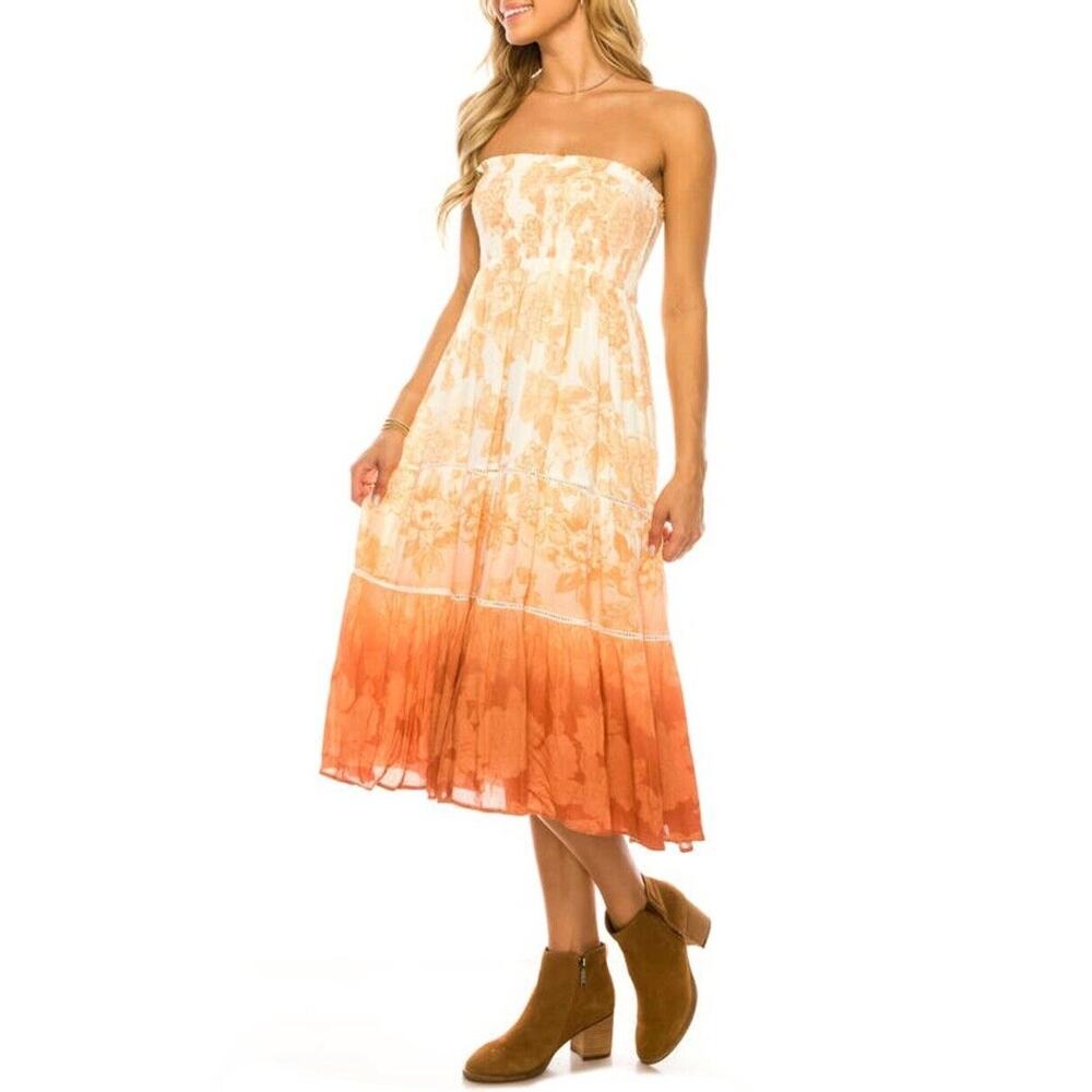 A COLLECTIVE STORY Convertible Skirt Dress Floral Ombre Women's, Sz L